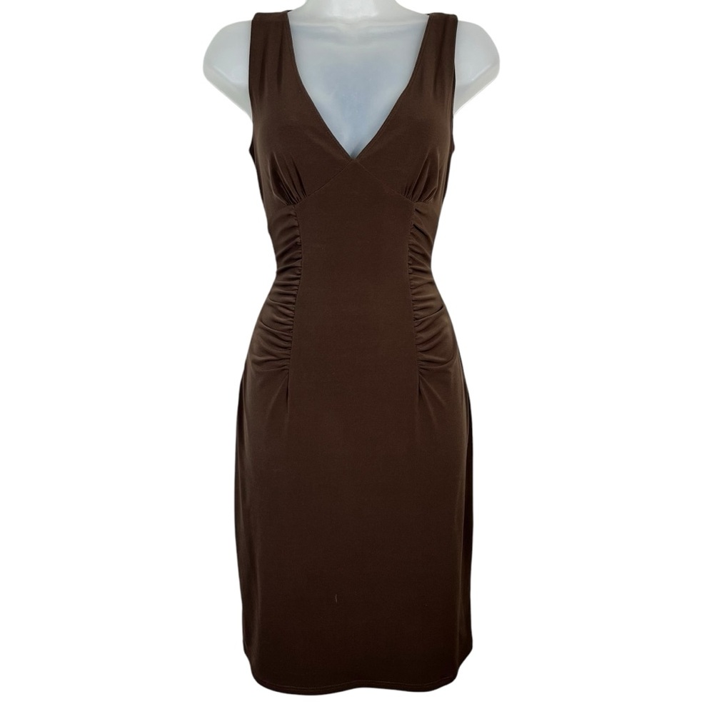 Vintage Y2K Stretchy Knit Sleeveless Bodycon Ruched Dress Urban Girl USA Made S